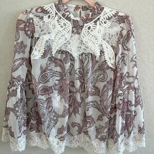 Lace Paisley Blouse by LOFT Size S